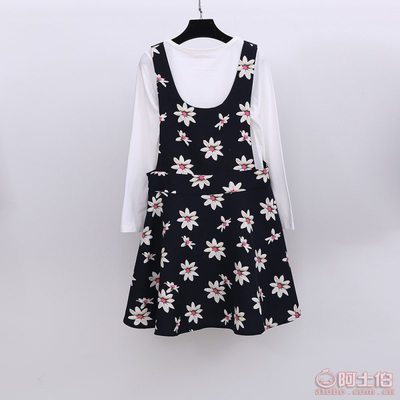 大码女装显瘦新风尚 轩辰制衣厂秋装新款两件套背带连衣裙